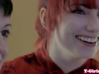 Inked transgender banging redhead babe